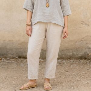 XIMO Relaxed Linen Summer Pants Joggers Back Casual Lagenlook W/ Pockets Size L